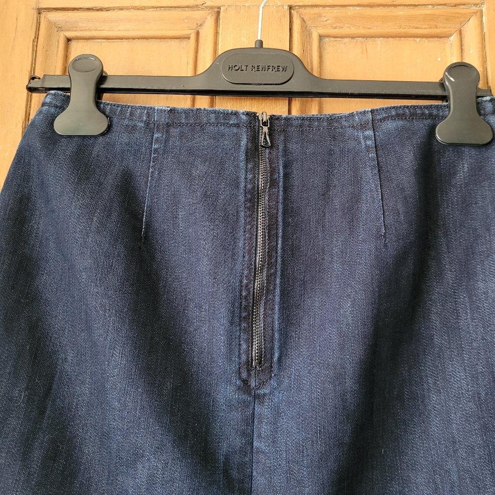 Anthropologie Leifsdottir Denim Blue Peplum Ruffle Hem Mini Skirt 6 - Picture 6 of 12